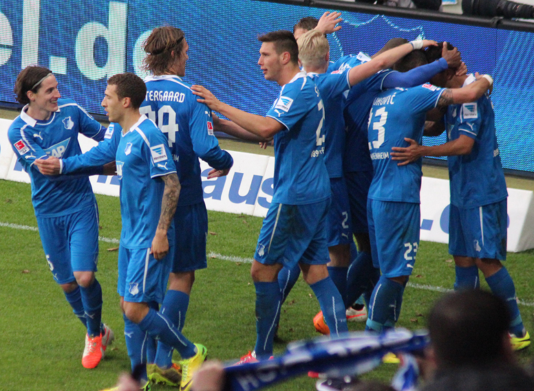 Torjubel nach dem 2:0 durch Firmino. Bis dahin hatte die TSG die Mainzer noch fest im Griff.