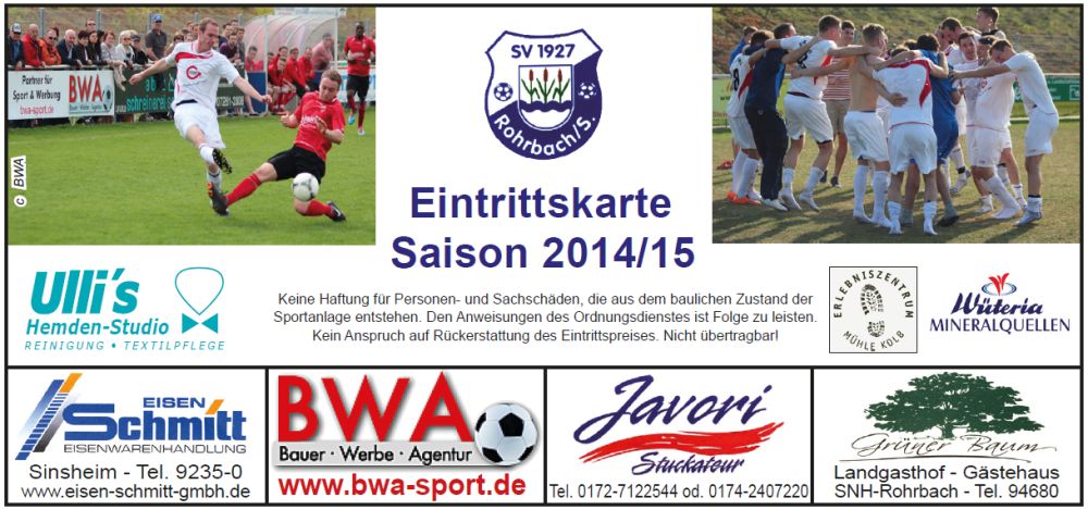 Vorderseite der SV-Saison-Eintrittskarten