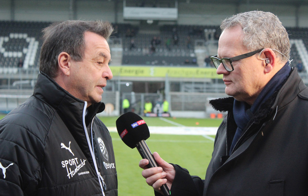 Otmar Schork (li.) beim Interview mit Sky-Moderator Ulli Potofski