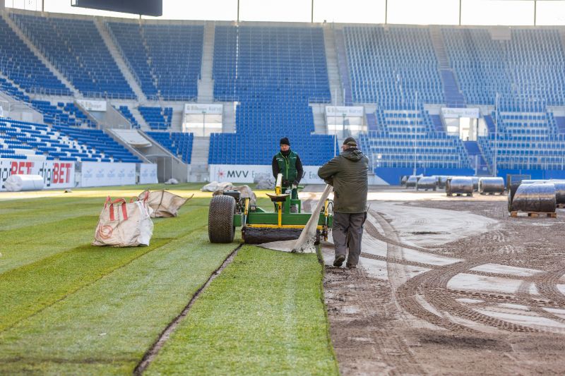 Rollrasenbahn um Rollrasenbahn wird verlegt ...