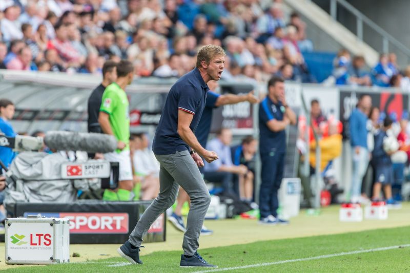 TSG-Coach Julian Nagelsmann puscht sein Team am Spielfeldrand