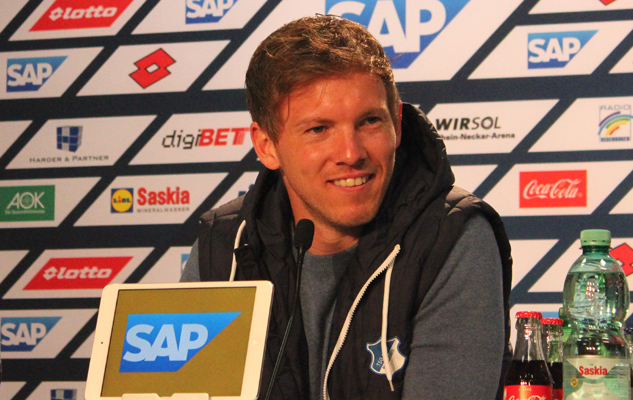Bestgelaunter Julian Nagelsmann nach dem 5:3 Erfolg über Mönchengladbach