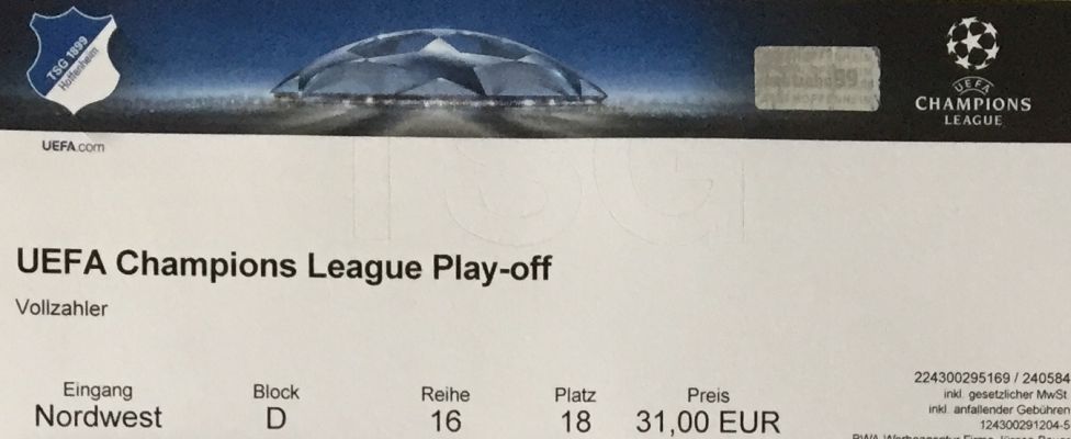 Heimspielticket für das CL-Quali-Spiel in Sinsheim