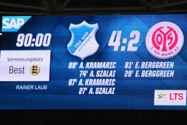 Die statistsichen Werte auf der Anzeigentafel