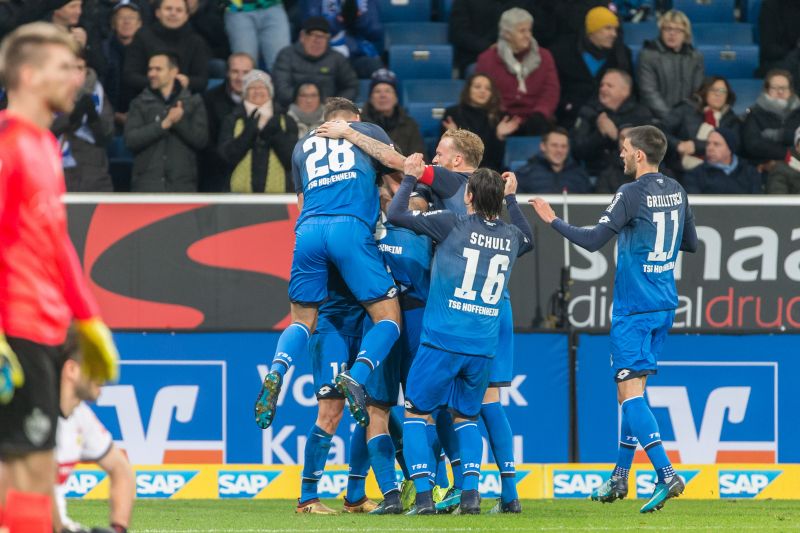Torjubel bei der TSG Hoffenheim. Nach dem 2:0-Erfolg in Augsburg schnuppern die Kraichgauer wieder etwas internationale Luft.