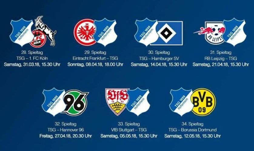 Die TSG-Termine von Spieltag 28 bis Saisonende