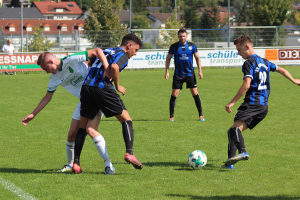Mit vereinten Kräften sichern sich Francesca (2.v.l.) und Bauer (re.) den Ball