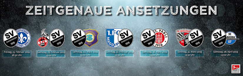 Terminübersicht der Spieltage 22 bis 28