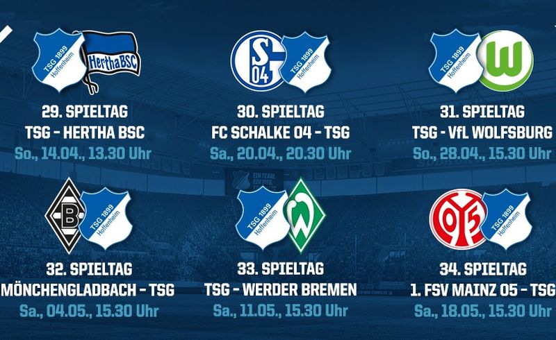 Der Spielplan der TSG Hoffenheim