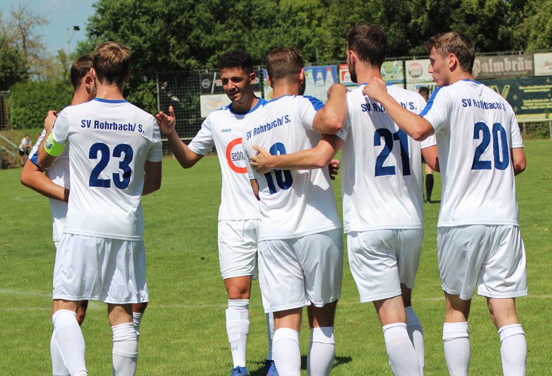 Torjubel beim SV Rohrbach/S., der sich in der 2. Pokalrunde selbstverschuldet sehr schwer tat