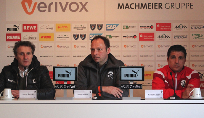 Pressekonferenz: Von links: Janos Radoki, SVS-Pressesprecher Markus Beer und Kenan Kocak