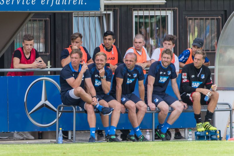 Erfolgreiches Hoffenheimer Trainerteam, rechts Torwart Oli Baumann