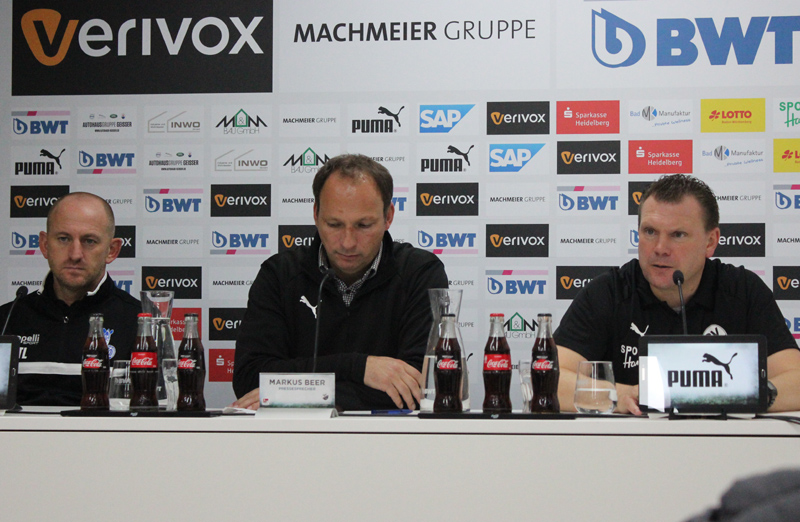 Pressekonferenz mit den Trainern Lieberknecht (li.) und Koschinat (re.)