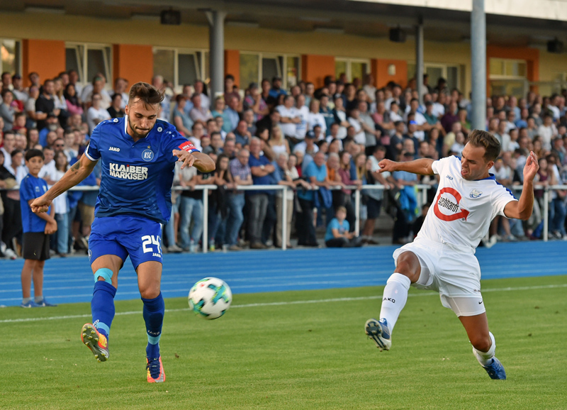 Schleusener noch im KSC-Trikot im BFV-Pokalspiel 2017 beim SV Rohrbach/S.