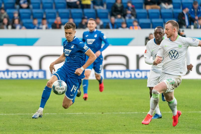 Christoph Baumgartner (li.) bringt die TSG mit einem herrlichen Treffer 1:0 in Führung