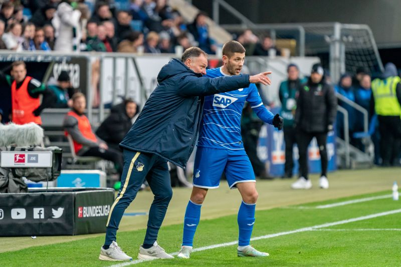 TSG-Torjäger Andrej Kramaric (re.) hofft am Samstag auf seinen ersten Torerfolg gegen Bochum. Im Hinspiel vergab der Kroate beim 3:2-Heimsieg einen Strafstoß.